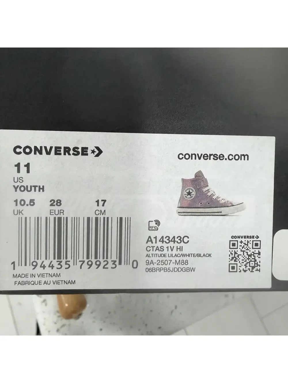 Converse Chuck Taylor All Star High Top Purple Iridescent Glitter Kids Youth 11